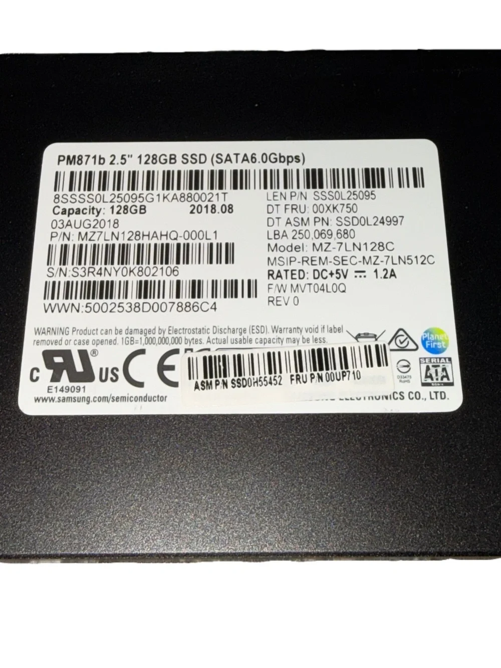 Samsung 128GB SSD SATA III 2.5 Internal SSD Windows 10 Pro Preinstalled EUC